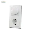 Produktbild: DELPHI Dimmer mit Schuko-Steckdose weiß, 230V~, mit UP Rahmen, Kombination