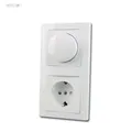 Produktbild: DELPHI Dimmer mit Schuko-Steckdose Kombination, weiß, 230V~, mit UP Rahmen