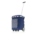 Produktbild: reisenthel carrycruiser Plus in Frame Signature Navy – Tragbarer Einkaufstrolley mit Kühlfach, Schultergurt und herausnehmbarer Netz-Innentasche – Obermaterial aus recycelten PET-Flaschen