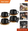 Produktbild: Elegantes 4er Set Cappuccino Tassen, 320ml Keramik, Mikrowellengeeignet Schwarz