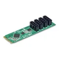 Produktbild: StarTech.com 4-Port M.2 NVMe zu SATA Adapterkarte, M.2 PCIe 3.0 auf SATA HDD/SSD Adapter, M2 auf SATA für Windows/macOS/Linux
