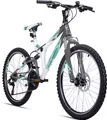 Produktbild: Bergsteiger Montreal 24 Zoll Kinderfahrrad, geeignet für 8, 9, 10, 11 Jahre, Shimano 18 Gang-Schaltung, Mountainbike mit Vollfederung, Jungen-Fahrrad, Mädchen-Fahrrad