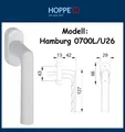 Produktbild: HOPPE Fenstergriff Hamburg 0700L/U26 Aluminium F9016 verkehrsweiß Vierkant: 7mm