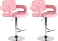 Produktbild: TPFLiving 2er Set Barhocker Dubai Gestell Metall in Chromoptik Kunstleder Pink