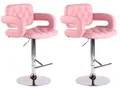 Produktbild: TPFLiving Barhocker 2er Set (Set, 2 St., Barstuhl mit Rückenlehne und Fußstütze - Hocker für Küche), 360° drehbar - Gestell Metall chrom - Sitzfläche: Kunstleder Pink