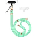 Produktbild: HoldMe Edition - Lanyard mit Karabiner Schwarz & 2 Pads - Universal Handykette Nylon Umhänge Band - Türkis - Grün