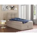 Produktbild: Boxspringbett Best Mini mit Bettkasten und Matratzentopper - Einzelbett mit Bonell-Matratze und Topper, Polsterbett, Bett, Schlafzimmer (Beige (Ina... - Beige