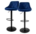 Produktbild: ML-DESIGN Barhocker Gepolsterter Barstuhl mit Rückenlehne und Fußstütze, 360° drehbar (Komplett-Set, 2 St), Drestuhl höhenverstellbar 62-82 cm, Blau, Bezug aus Samt