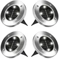 Produktbild: Disk Lights – 4 Stück LED Solarbodenleuchten außen – Gartenleuchte – wasserdichte Solarleuchte Outdoor – warmes Weiß - Gartenbeleuchtung