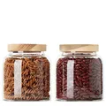 Produktbild: Econovo® Vorratsgläser mit Deckel (2-teilig) 900ml, Vorratsdosen aus Glas mit Holzdeckel luftdicht, Vorratsbehälter Aufbewahrungsgläser Set für Lebensmittel groß & klein