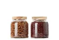 Produktbild: Econovo Vorratsdose Glas, (Set, 2-tlg., Luft- & Aromadicht), Vorratsgläser mit Holzdeckel für Lebensmittel große & klein