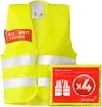 Produktbild: Purahelp Warnweste Auto - Europaweit gültig nach EN ISO 20471 (Reflektierende Warnweste Auto - Sicherheitsweste Auto Warnweste Gelb, 4-tlg) Warnschutzweste - Sicherheitswesten
