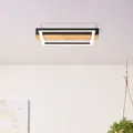 Produktbild: BRILLIANT moderne LED Deckenleuchte LONEOS | schwarze Deckenlampe mit Holz Details | 24W 2700 Lumen 3000 Kelvin | Metall/Holz/Kunststoff | 35x30 cm - Schwarz/Braun