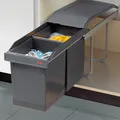 Produktbild: Abfallsammler Tandem 15L/15L Dunkelgrau Mülltrenner mit Teilauszug Hailo 3650101