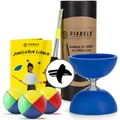 Produktbild: Diabolo Freizeitsport Jonglierset Diabolo (blau) und 3er Set Bälle (vierfarbig)