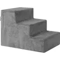 Produktbild: Juskys Haustiertreppe Timmy mit 3 Stufen in Plüsch - 36 cm hoch - für Bett & Sofa - Grau - Grau