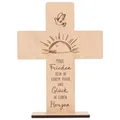 Produktbild: Spruchreif | Holzkreuz mit Gravur | Holzaufsteller Kreuz | Geschenke aus Holz | Christliche Geschenk | Geschenk Einzug | Eigenheim | Hochzeitsgeschenk