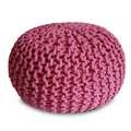 Produktbild: Amago home Strickhocker XXL Pouf Ø55 H37cm Bodenkissen Sitzpouf Baumwolle nachhaltig Farbe pink