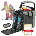 Produktbild: Otaro Skischuhtasche Kinder mit Helmfach (Kinder | 27 L | Hellgrau) Premium Skitasche für Skischuhe | Auch als Schlittschuhtasche oder Inlinertasche | Ski Tasche, Skisack Set, Skischuhtaschen