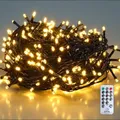 Produktbild: SALCAR 26m 360er LED Lichterkette Weihnachtsbaum (23m Lichterkette + 3m Stromkabel) mit Fernbedienung, 31V Christbaumbeleuchtung Außen mit 8 Modi und Memory, Warmweiß