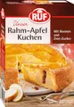 Produktbild: RUF Rahm-Apfelkuchen, Backmischung für einen Mürbeteig mit Äpfeln und Rosinen, Creme-Füllung und Zimt-Zucker, vegan