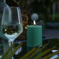 Produktbild: LED Kerze für Außen 3D Flamme flackernd H:10cm Balkon Garten Terasse grün