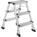 Produktbild: Mid.you Klapptrittleiter, Alu, Metall, 43x67x21 cm, rutschfeste Stufen, standsicher, rutschfester Fuß, Haushaltsreinigung, Leitern