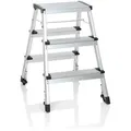 Produktbild: Doppelseitige Klappleiter Auf 4 Rollen Solid Iv Aluminium 3 Stufen Hjh Office