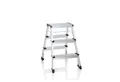 Produktbild: hjh OFFICE Trittleiter Klappleiter Solid Iv Aluminium (1 St, 1-St), Leiter mit 3 Stufen, mit Rollen, beidseitig begehbar
