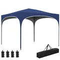 Produktbild: Outsunny Pavillon 2,95 x 2,95 cm Faltpavillon mit UV-Schutz, höhenverstellbares Pop Up Pavillon mit Tragetasche, Sandsack, Gartenzelt für Balkon, Terrasse, Oxford, Stahl, Blau