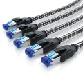 Produktbild: Primewire 5x LAN-Kabel, CAT.8, RJ-45 (Ethernet) (50 cm), Patchkabel CAT 8, Baumwollummantelung, Netzwerkkabel 40 Gbit/s - 0,5m