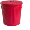 Produktbild: H&D Manufaktur Jinfa Mülleimer mit Deckel, Ascheeimer, Abfallbehälter, Mülltonne, Papierkorb aus Metall, Rot. Ø 29 cm, Höhe 31,5 cm 18 Liter