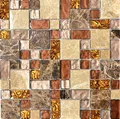 Produktbild: Naturstein Glasmosaik Marmor Mosaikfliesen beige braun creme orange Küchenwand Fliesenspiegel - MOS88-1303