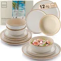 Produktbild: SÄNGER Rio Creme | Tafelservice 12 teilig, Steingut Geschirr Set 4 Personen, 4x Speiseteller 4x Dessertteller 4x Schalen Geschirrset und Schale creme | VALUE COLLECTION