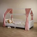 Produktbild: IDIMEX Hausbett Himmel NENA im 2er Set in rosa - Betthimmel aus 100% Baumwolle, Baldachin Musselin zweilagig, Bettvorhang für Hausbetten, Hausbett Deko