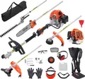 Produktbild: VEVOR 26CC 5-in-1 Multifunktions-Heckentrimmer, Benzin-Heckenschere, Unkrautvernichter, Fadentrimmer, Kantenschneider, Hochentaster, Kettensäge, Gartenschere mit Verlängerungsstange