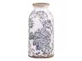 Produktbild: Chic Antique Melun Opal Übertopf Blumentopf mit Franz. Muster Blau Creme Vase Kanne Krug Pflanztopf Wasserdicht innen lasiert versch. Größen und Formen (Flasche H16xØ8cm)