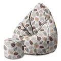 Produktbild: DreamRoots Bean Bag 80x80x120cm - Sitzsack mit Lehne und Hocker und Bezug - Sitzkissen Boden - Chill Bubibag - Sitzsack mit Füllung - Erwachsene mit Füllung M-Lichtblum1