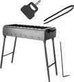 Produktbild: Mangal Klappbar für 11 Spieße 70x33 cm 2 mm Stahl Holzkohlegrill BBQ für Spieße oder Grillrost Schaschlik Shashlychnik Grill mit Grillfächer