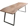 Produktbild: Esstisch Baumkante Akazie natur 240 x 100 schwarz schräges U-Gestell HOBART - Naturbelassen