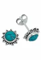Produktbild: mantraroma Paar Ohrstecker BUWAN rund aus 925 Silber mit Türkis (Paar, Paar Ohrringe mit Schmuckbeutel), 925 Sterling Silber Ohrringe für Damen