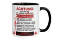 Produktbild: Momentals Tasse 50 Geburtstag Mann Frau – ACHTUNG – Geburtstagsgeschenk Männer Frauen, Gratis Versand · Links-&Rechtshänder · Spülmaschinenfest