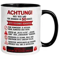 Produktbild: Tasse 50. Geburtstag Mann Frau – „ACHTUNG“ – Geburtstagsgeschenk Männer Frauen