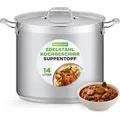 Produktbild: NutriChef Edelstahl Kochtopf 15,1L Induktion – Suppentopf mit Deckel, Profiqualität für Gastronomie & Meal Prep Hitzebeständig bis 260 °C