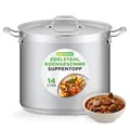 Produktbild: NutriChef Edelstahl Kochtopf 15,1L Induktion – Suppentopf mit Deckel, Profiqualität für Gastronomie & Meal Prep Hitzebeständig bis 260 °C, Spülmaschinenfest, Ideal für Vorratsküche & Events