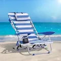 Produktbild: SONGMICS Campingstuhl Abnehmbarer Kopfstütze tragbarer Klappstuhl Strandstuhl - Blau/Weiß