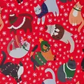 Produktbild: Weihnachtsgeschenkpapier 70cm x 2m Rolle Weihnachtskatzen - Geschenkpapier mit Motiv für Weihnachten - Geschenkpapierrolle mit Weihnachtsmotiv - Weihnachtspapier für Katzenliebhaber Rot