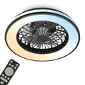 Produktbild: BRILONER - CCT Deckenventilator mit Beleuchtung 5 Geschwindigkeiten, Fernbedienung, Dimmbar, Timer, Schlafzimmerlampe, Wohnzimmerlampe, Deckenlampe mit Ventilator, 48,5x14,5 cm (DxH), Schwarz