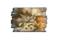Produktbild: Kreative Feder Wanduhr Design-Wanduhr „Kamille“ aus Holz im Shabby Style Design (ohne Ticken, flüsterleises Uhrwerk, außergewöhnlich, modern)