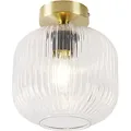 Produktbild: QAZQA - Art Deco Art-Deco-Deckenleuchte I Deckenlampe I Lampe I Leuchte Messing mit Klarglas - Karel I Wohnzimmer I Schlafzimmer - Rund - LED geeig... - Gold